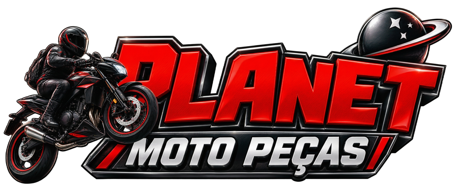 Mascote motociclista da Planet Moto Peças